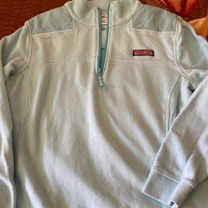 Vineyard Vines Whale Baby Light Blue Quarter Half Zip Cotton Sweatshirt Jacket M